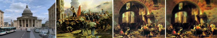 compare then and now photos of famous painting locations and tilt-shift painting photos