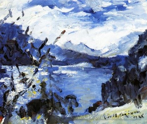 The Walchensee With Mountain Range And Shore