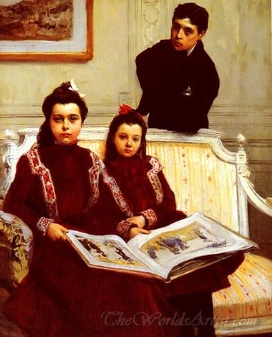 Family Portrait Of A Boy And His Two Sisters