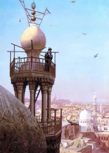 A Muezzin Calling From The Top Of A Minaret The Faithful To Prayer