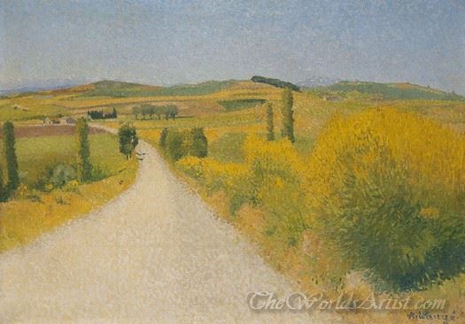 Route Bordee De Genets (Road Bordered With Broom Flowers)